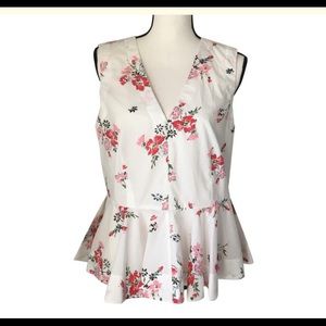 Rebecca Taylor Floral Print Peplum Top / Size 10